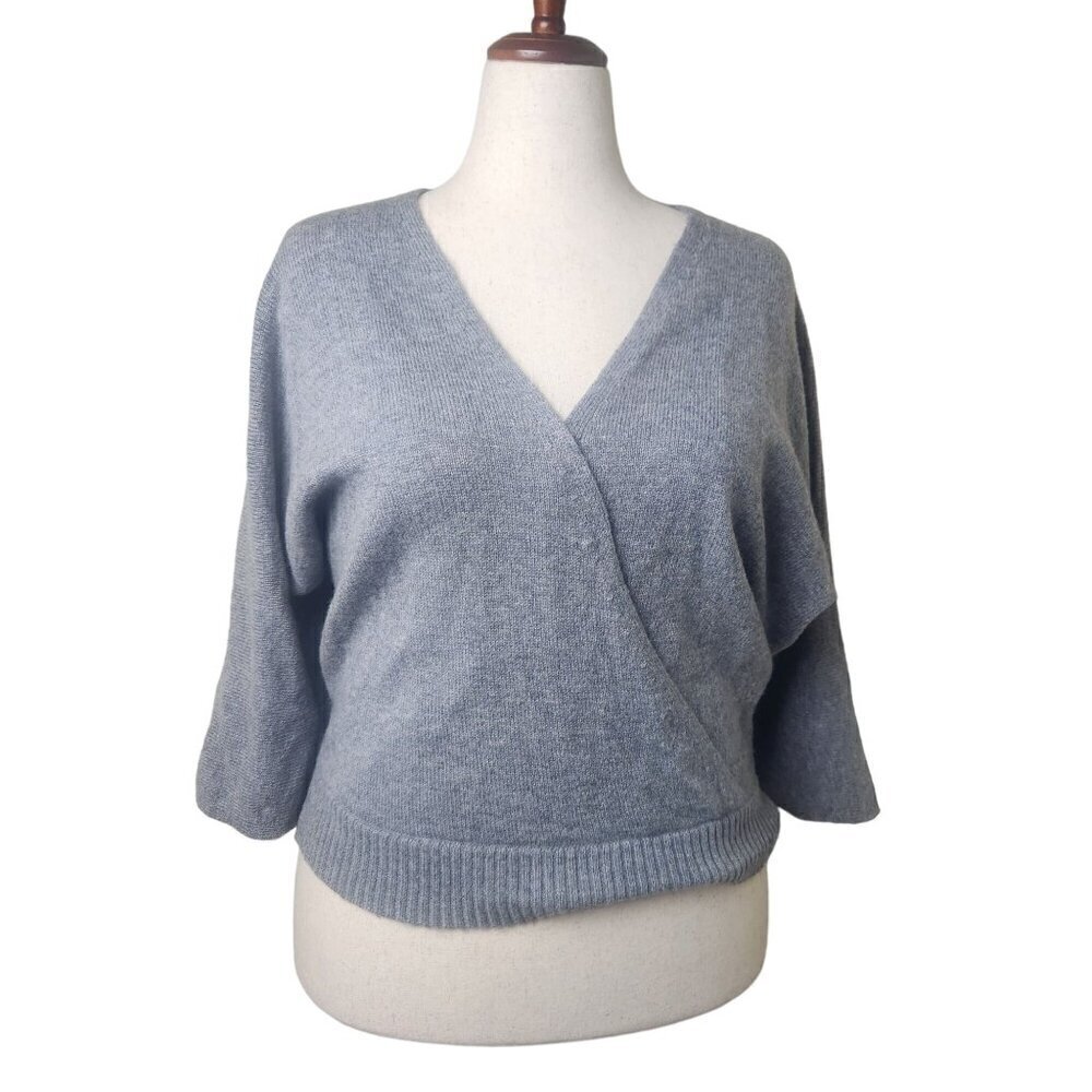 Rachel Zoe Cozycore Basic Everyday Soft Relax Wool Blend Wrap Sweater Size Small